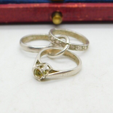 Sterling Silver Marital Ring Triplet Charm Pendant Vintage c1970