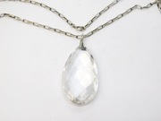 Victorian Sterling Silver Faceted Rock Crystal Pendant Necklace Antique c1890