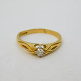 14ct Yellow Gold & 0.1ct Diamond Solitaire Ring Vintage c1970s