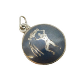 Sterling Silver Niello Enamel Siam Charm Pendant Vintage c1970s
