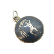 Sterling Silver Niello Enamel Siam Charm Pendant Vintage c1970s