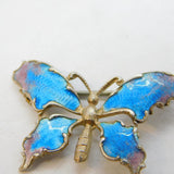 20th Century Sterling Silver & Blue-Pink Enamel Butterfly Brooch Antique