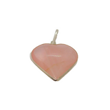 Sterling Silver Polished Rose-Quartz Heart Charm Pendant Modern c1990s