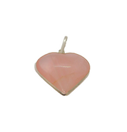 Sterling Silver Polished Rose-Quartz Heart Charm Pendant Modern c1990s