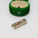 Sterling Silver Gem Set Drop Charm Pendant Vintage c1970