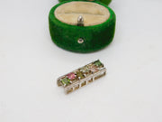 Sterling Silver Gem Set Drop Charm Pendant Vintage c1970