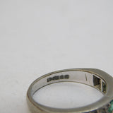Boxed 18ct White Gold, 0.4ct Diamond & Emerald Half-Eternity Ring Vintage London
