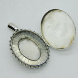 Large Victorian Sterling Silver Floral Monogram Locket Pendant Antique