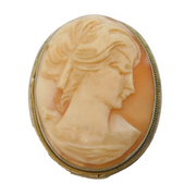 Art Deco 800 Grade Silver Carved Shell Cameo Brooch Antique c1920s
