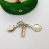 Sterling Silver Vanity Set Mirror, Brush, Comb Charm Pendant Vintage c1970