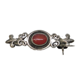 Sterling Silver Carnelian Red Agate Floral Brooch Pin Vintage c1970