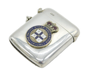 Edwardian Sterling Silver Enamel Pacific Steam Company Vesta Case Antique 1905