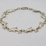 Sterling Silver Novelty Dolphin Pattern Panel Bracelet Vintage c1980s