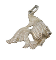 Sterling Silver Tropical Fish Charm Pendant Vintage c1970