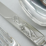 George Adams Victorian Sterling Silver 'Canova' Pattern Christening Set Antique