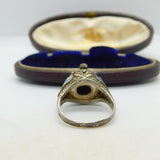 Chinese Sterling Silver Turquoise & Enamel Statement Ring Antique c1940 Deco