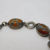 Sterling Silver & Cabochon Moss Agate Charm Bracelet Vintage c1960s