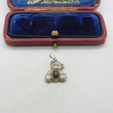 Sterling Silver Teddy Bear with Moonstone Charm Pendant Vintage c1970