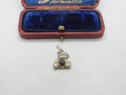 Sterling Silver Teddy Bear with Moonstone Charm Pendant Vintage c1970