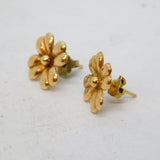9ct Yellow Gold Four-Leaf Lucky Clover Stud Earrings Vintage 1959 London