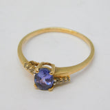 10ct Yellow Gold, Oval-Cut Amethyst & Diamond Dress Ring Vintage c1990