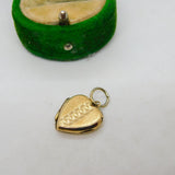 9ct Yellow Gold Back & Front Heart Locket Pendant Antique c1930 Art Deco