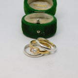 Sterling Silver & Gilt Crystal Set Triple Stacking Ring Vintage c1970 Size N