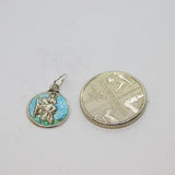 Sterling Silver Enamelled St Christopher Disc Charm Pendant Vintage c1970