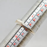 Sterling Silver Ellipse Mother Of Pearl Studio Ring Vintage c1970 Size R 1/2