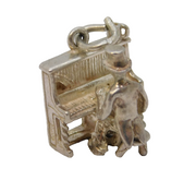 Sterling Silver Piano Player Charm Pendant Vintage c1970