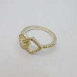 Sterling Silver White Topaz Interlinked Shapes Dress Ring Vintage c1990 Size K