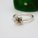 PANDORA Sterling Silver White Enamel Floral Dress Ring Vintage c2000