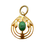 Murrle Bennett Arts & Crafts 9ct Gold & Turquoise Floral Pendant Antique