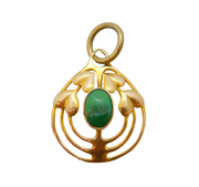 Murrle Bennett Arts & Crafts 9ct Gold & Turquoise Floral Pendant Antique