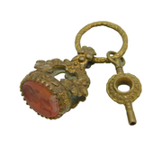 Georgian Gilt Metal Watch Key & Intaglio Fob Seal Depicting Atlas Antique c1820s