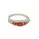 Sterling Silver Padparadscha & White Sapphire Band Ring Vintage c1990 Size M 1/2