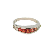 Sterling Silver Padparadscha & White Sapphire Band Ring Vintage c1990 Size M 1/2