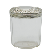 Victorian Sterling Silver Topped Cut Glass Vanity Jar Antique 1899 London