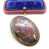 Sterling Silver Painted Regency Child Brooch Antique c1940 Art Deco