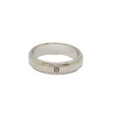 Sterling Silver Single Diamond Set Bevelled Wedding Ring Modern c1990 Size M