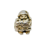 Sterling Silver Father Christmas Santa Charm Bead For Bracelet Vintage c2000