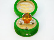 Sterling Silver Large Topaz & Spinel Set Dress Ring Vintage c1970 Size N 1/2