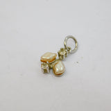 Sterling Silver Spinel & Freshwater Pearl Floral Charm Pendant Vintage c1970s