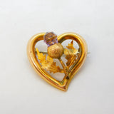 Edwardian 9ct Gold & Amethyst Scottish Thistle Heart Brooch Antique c1910