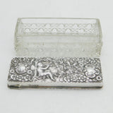 Art Nouveau Sterling Silver & Cut Glass Fairy Pattern Vanity Box Antique
