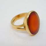 9ct Yellow Gold & Red Agate Signet Ring Vintage 1973 London