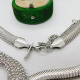 Silver Plated Snake Serpent Statement Costume Necklace Vintage c2000