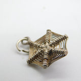 Sterling Silver Spider in her Web Charm Pendant Vintage c1970