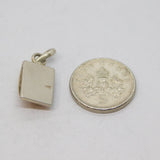 Sterling Silver Baltic Amber Rectangle Drop Charm Pendant Vintage c1970