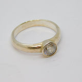 Sterling Silver Paste Set Solitaire Dress Band Ring Vintage c1970 Size P